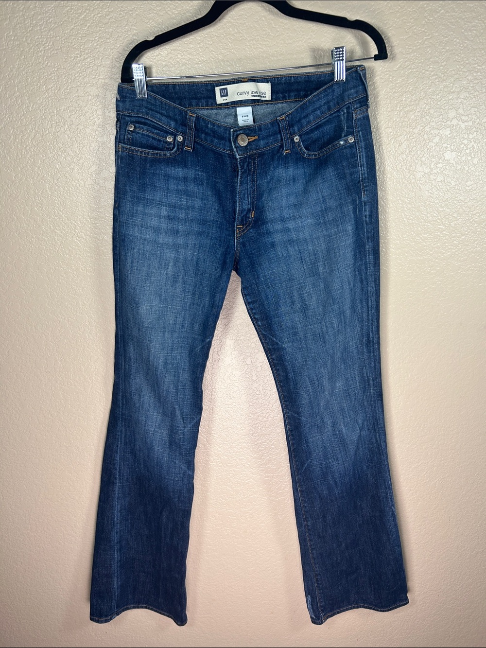 GAP Curvy Low Rise Stretch Flare Jeans Size 8 Long Medium Blue